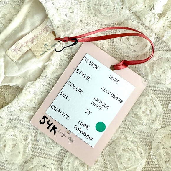 Konges Sløjd Ally Dress Girls 3Y Ivory Rosette Glitter Holiday Party - Picture 9 of 9